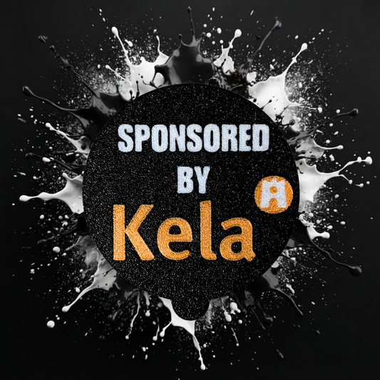 "Sponsored by Kela" Tölkin kansi Musta